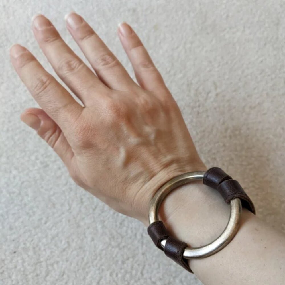 Andrianna Shamaris sterling silver and leather bracelet